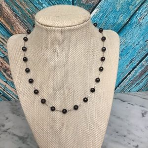 14kt White Gold and Black Pearl Necklace 16”